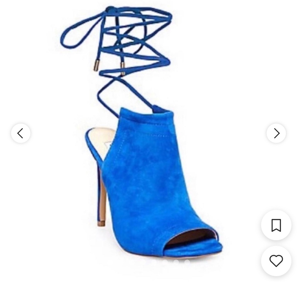 Steve Madden Sophie ankle wrap Blue Suede Lace-Up Heels size 8.5 - Picture 1 of 8
